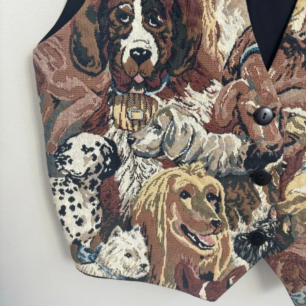 Vintage Orvis Dog Print Tapestry Vest Size Small - Picture 4 of 12